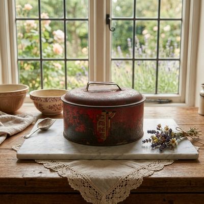 1930s/1940s Art Deco Red Cake Tin