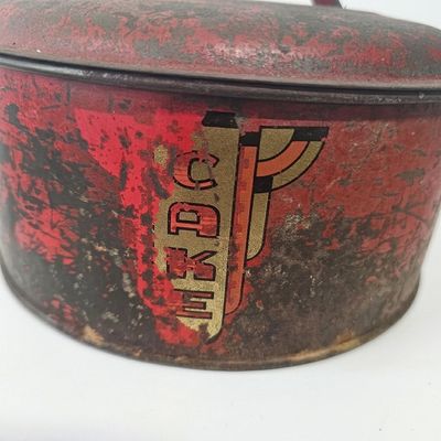 1930s/1940s Art Deco Red Cake Tin