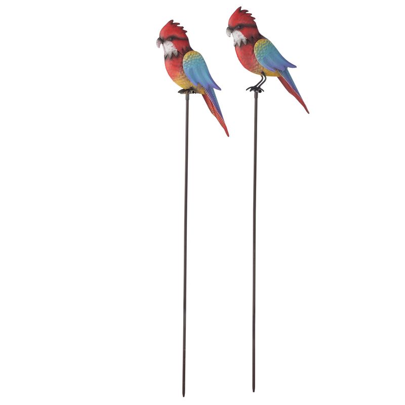 Set of 2 Assorted Parrots on Stakes