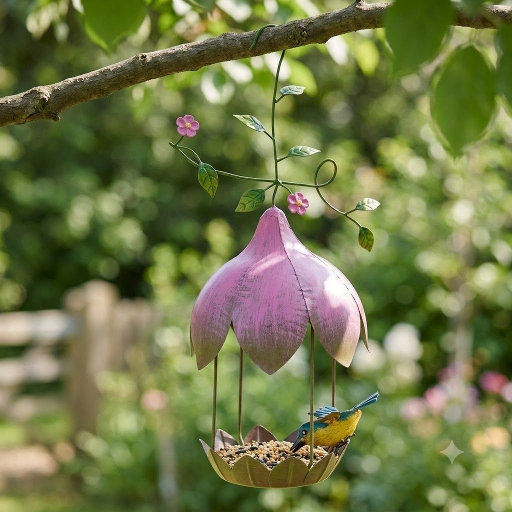 Hanging Bird Feeder w/ Leaf