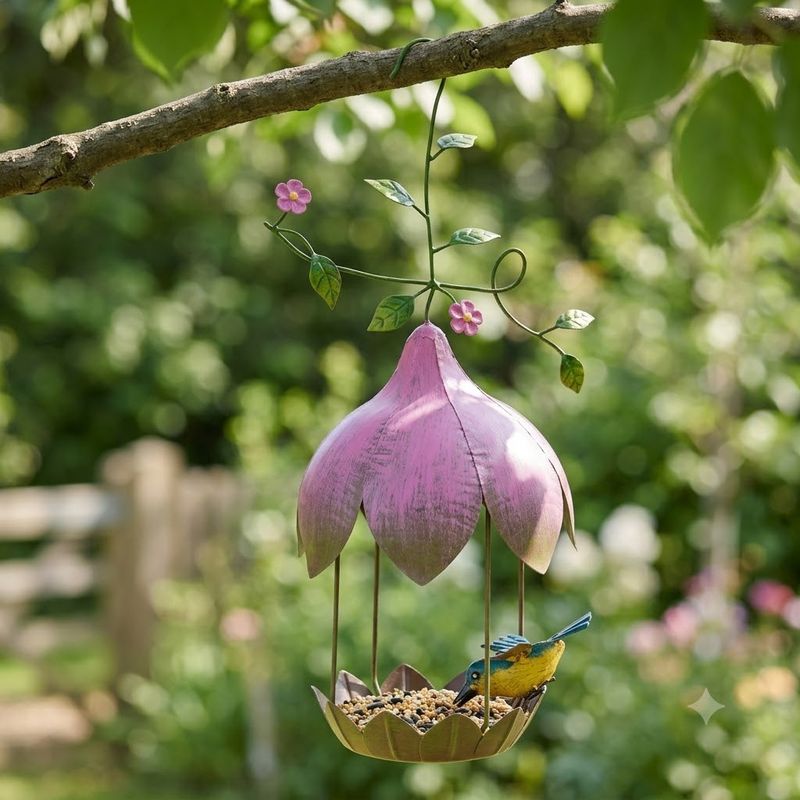 Hanging Bird Feeder w/ Leaf