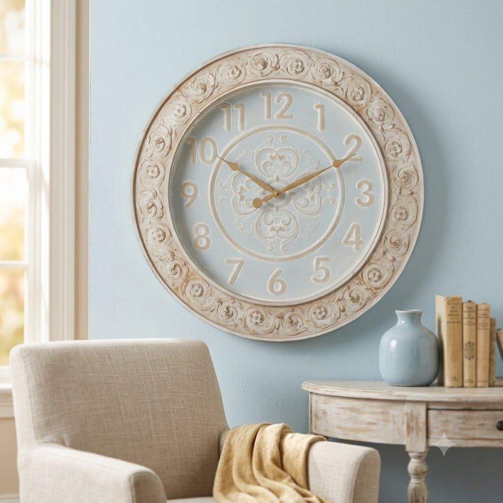 French Country Blue/Grey Clock - 71.5cm