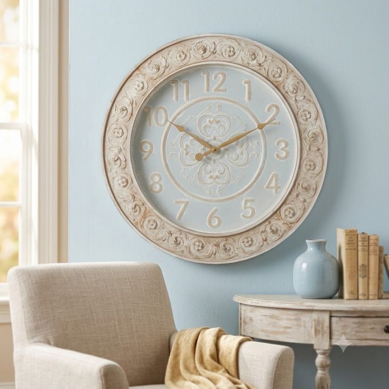 French Country Blue/Grey Clock - 71.5cm