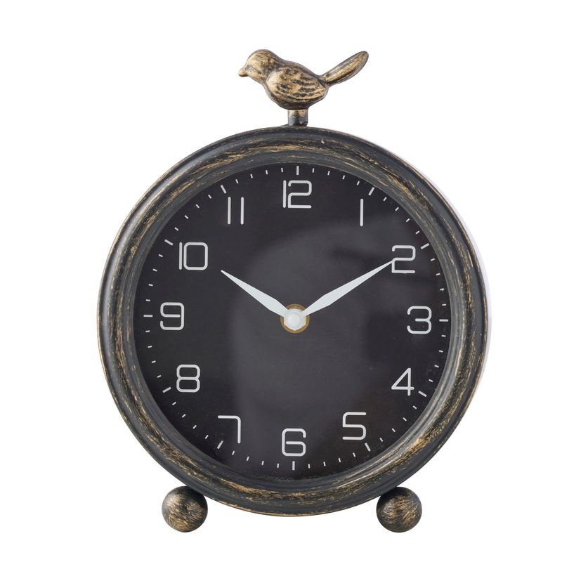 Vintage Style Table Clock w/ Bird
