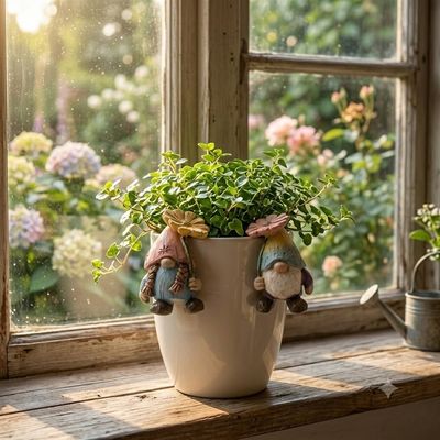 Set of 2 Gnomes w/Flowers Pot Hangers