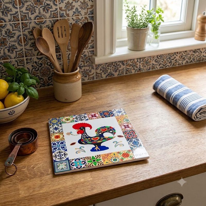 Ceramic Portuguese Rooster Trivet