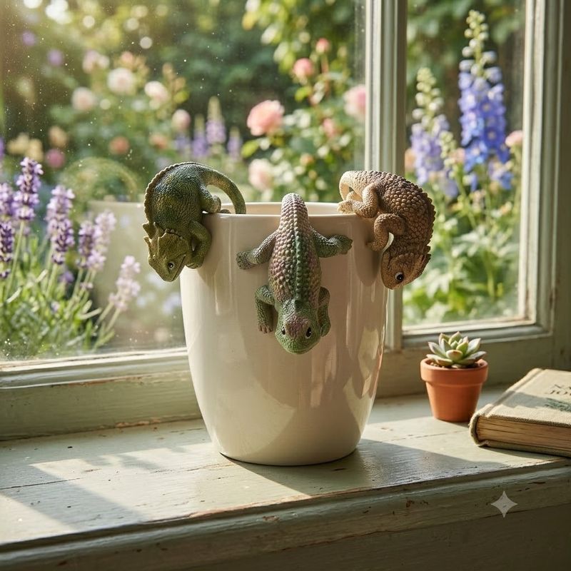 Chameleon Lizard Pot Sitter s/3