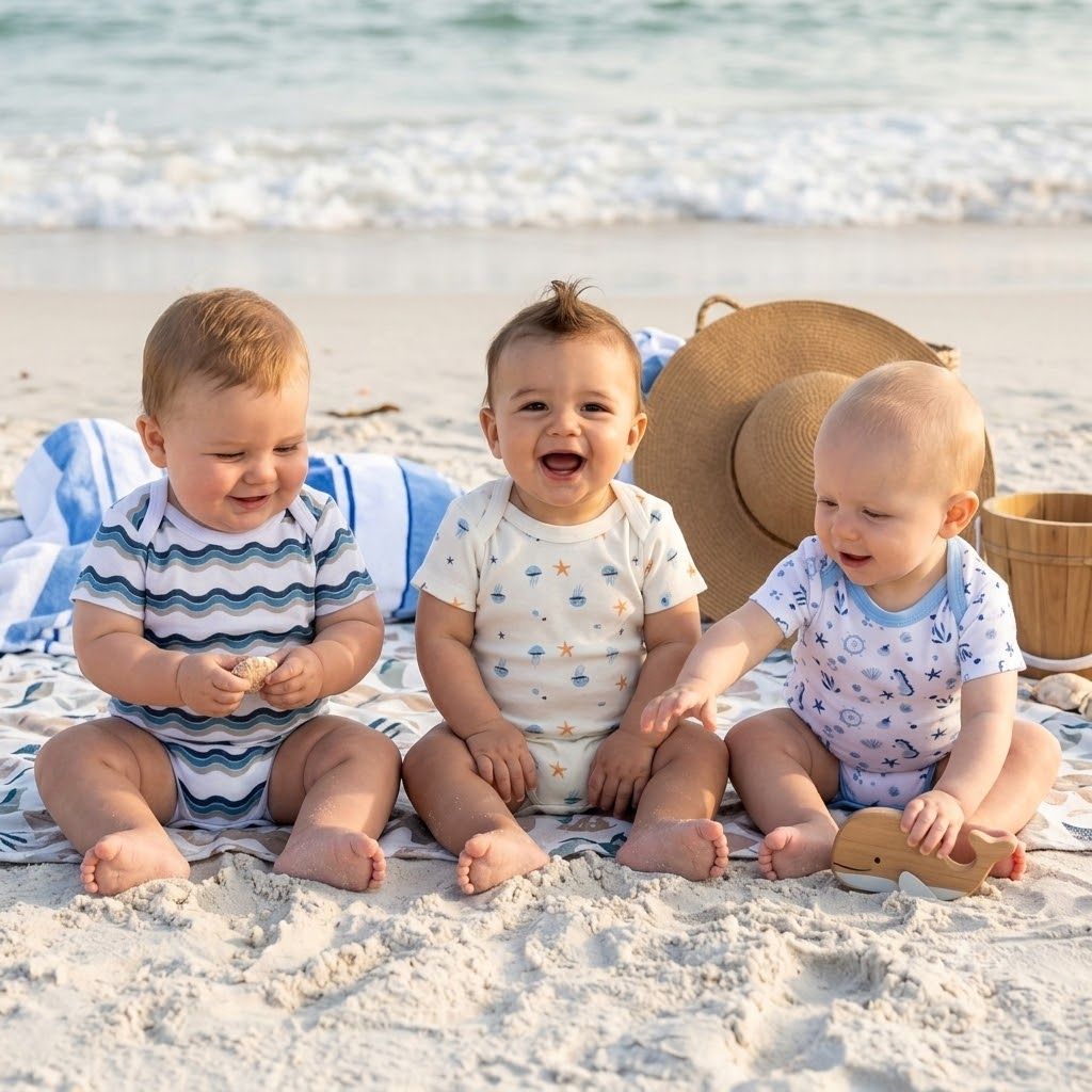 Baby Romper S/3 Blues 6-9months