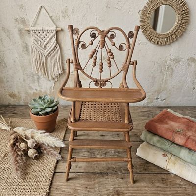 Heirloom Wicker & Wood Doll/Bear Highchair