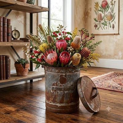 Rustic E.H Enscoe, Merino Farming Metal Bucket w/lid