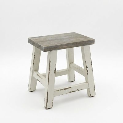 Farmhouse Style Wooden Stool White