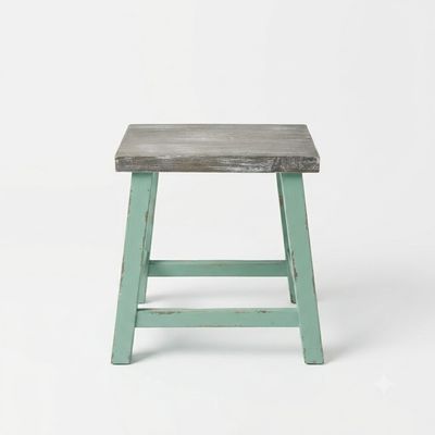 Farmhouse Style Green Wooden Stool