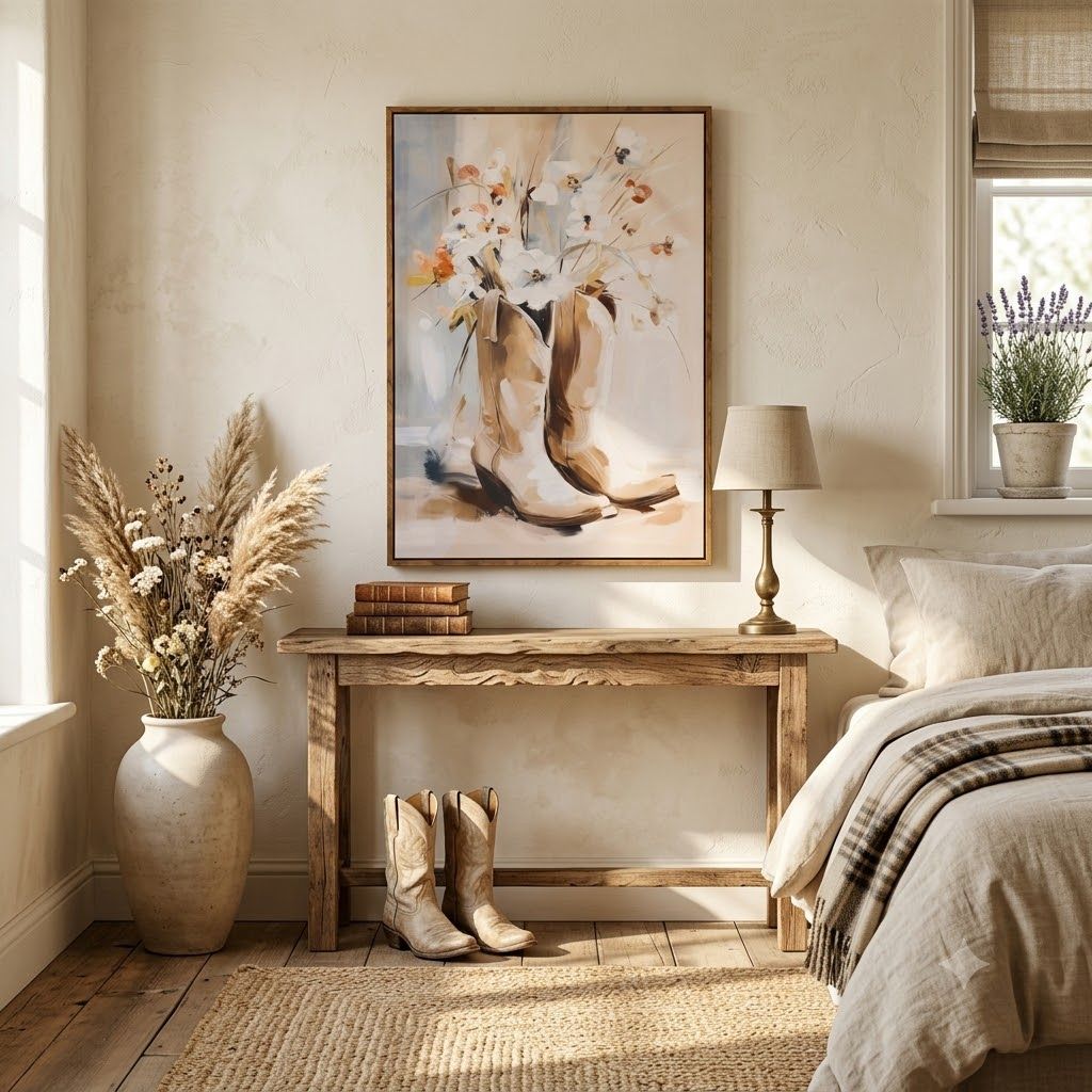 Saddle &amp; Bloom Canvas 50 x 70cm, Type: Cowgirl Boots