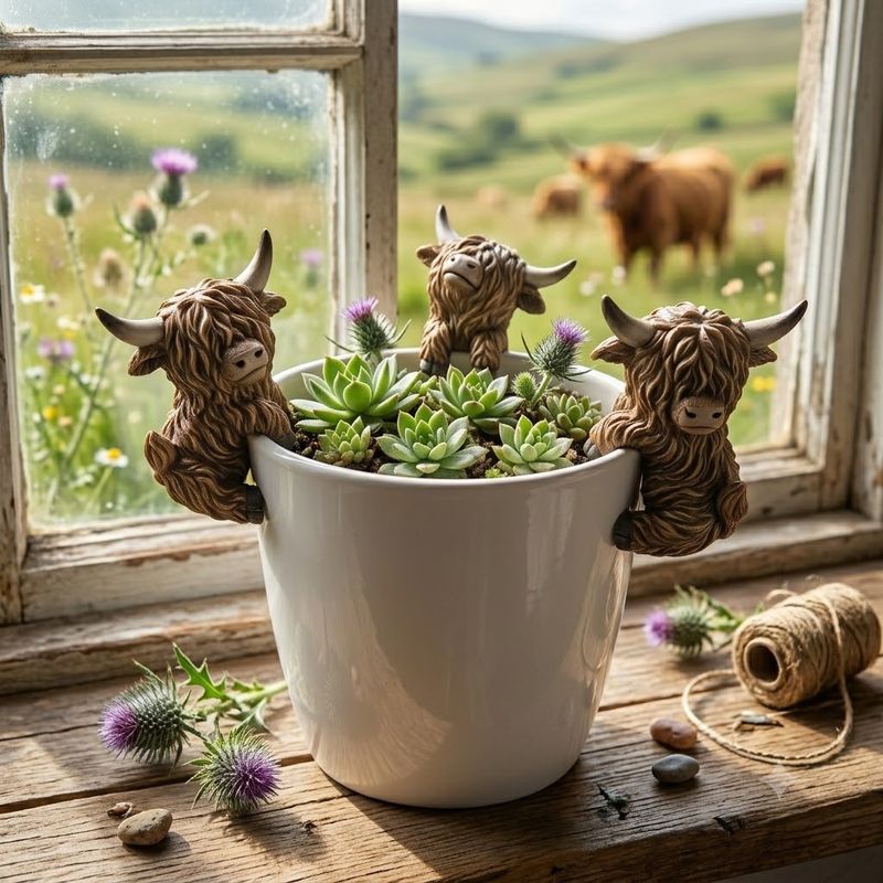 Highland Cow Pot Hangers Set of 3