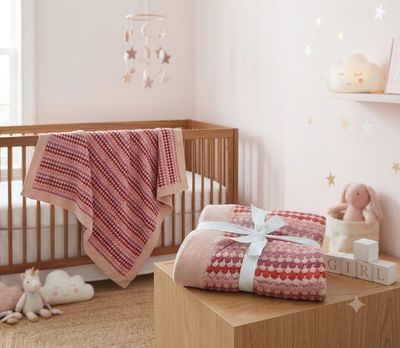 Confetti Stripe Baby Blanket - Pink - 80cm x 100cm