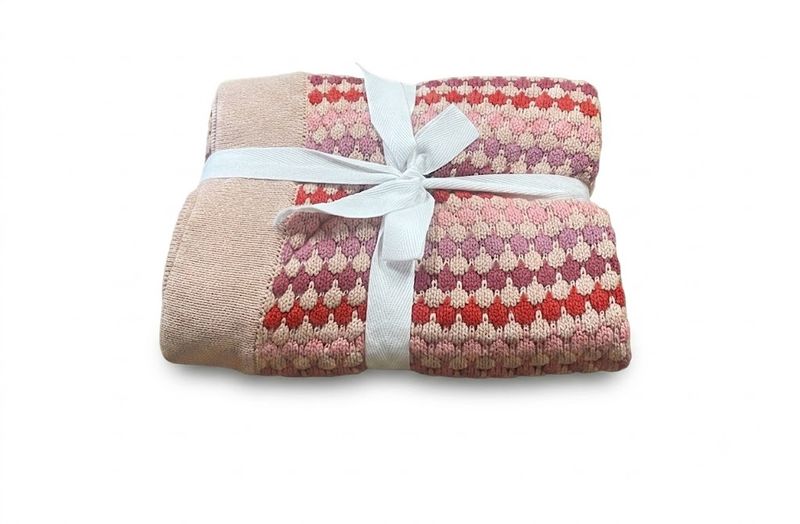 Confetti Stripe Baby Blanket - Pink - 80cm x 100cm
