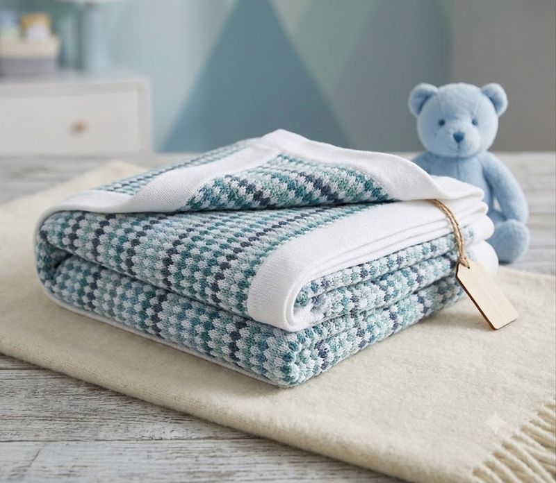 Confetti Stripe Baby Blanket - Blue - 80cm x 100cm