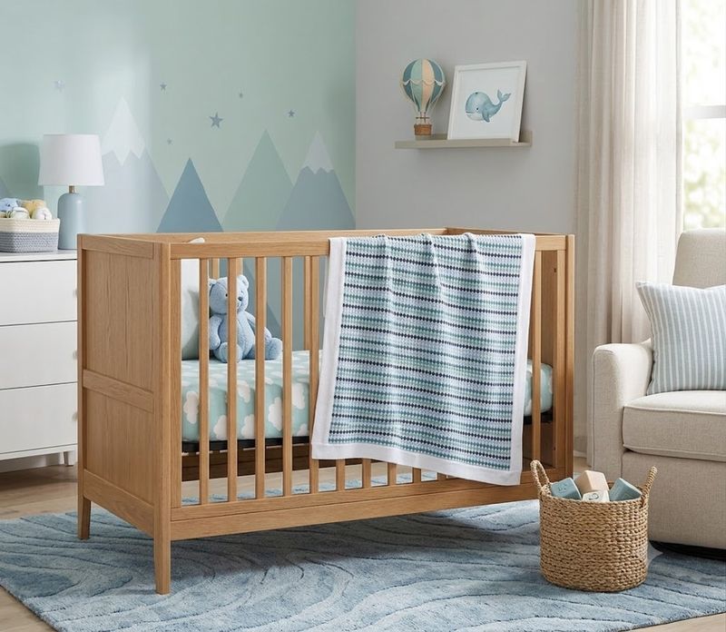 Confetti Stripe Baby Blanket - Blue - 80cm x 100cm