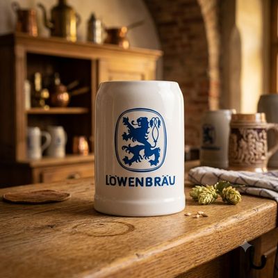 Lowenbrau Beer Stein Elischer Pottery - blue