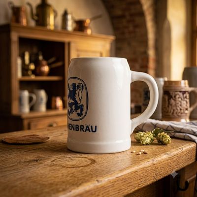 Lowenbrau Beer Stein Elischer Pottery - blue