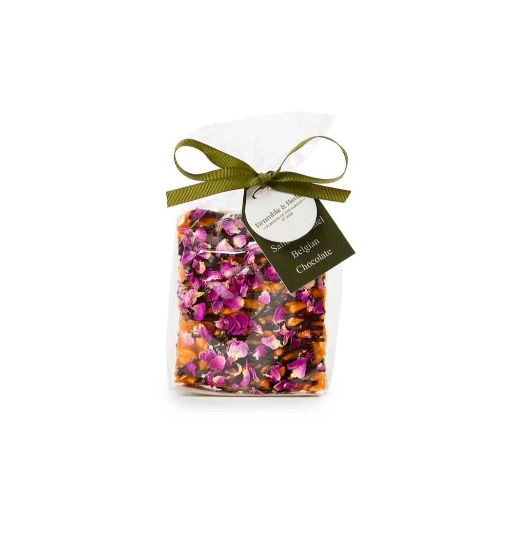 Salted Caramel, Rose Petal &amp; Dark Belgian Chocolate Peanut Brittle - 200g