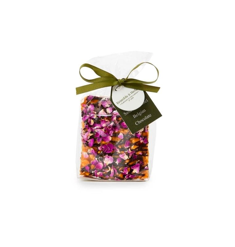 Salted Caramel, Rose Petal &amp; Dark Belgian Chocolate Peanut Brittle - 200g