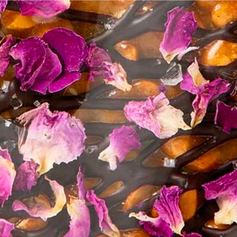 Salted Caramel, Rose Petal &amp; Dark Belgian Chocolate Peanut Brittle - 200g