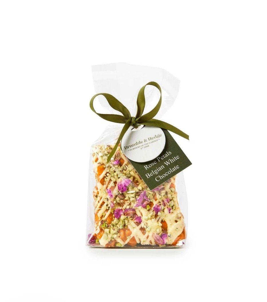 Pistachio, Rose Petal &amp; White Belgian Chocolate Peanut Brittle - 200g