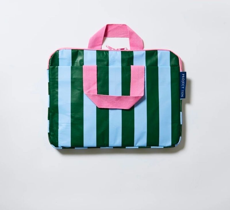 Laptop Case - Green Blue Stripes