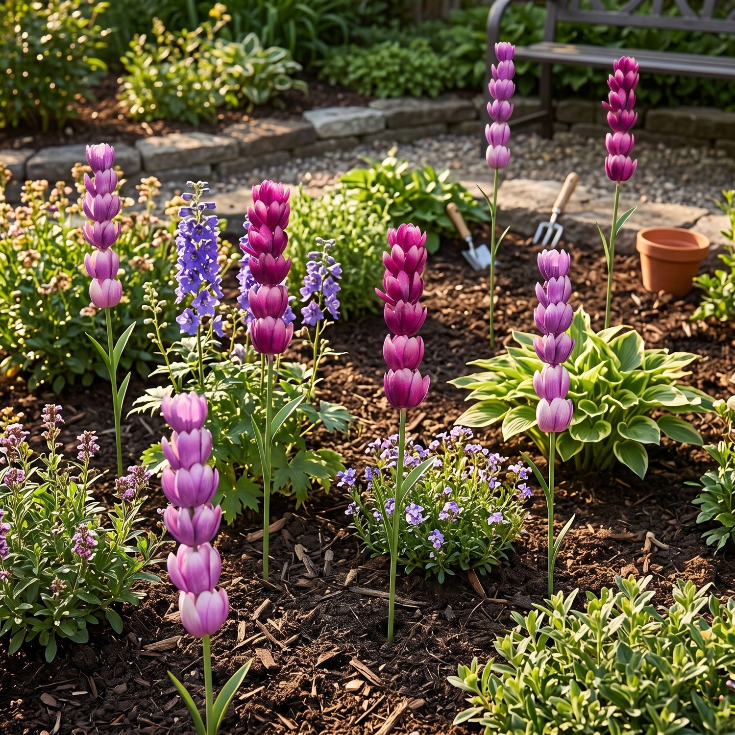 Delphinium Metal Flower on Stake Garden Decor