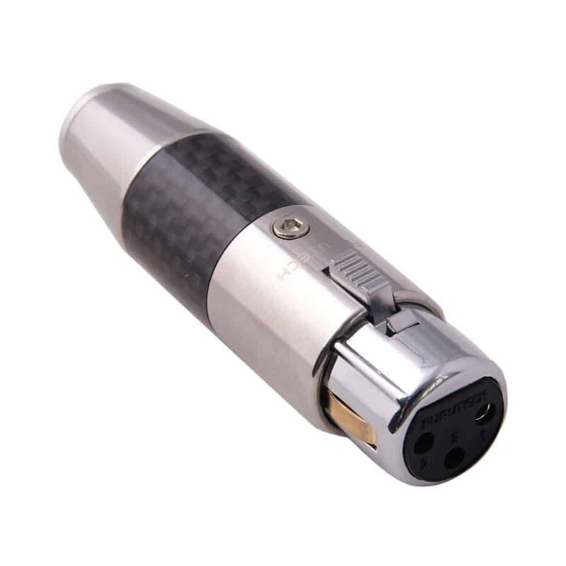 Furutech CF-602F (R) Rhodium Female XLR connector Carbon fiber finish tot Ø10mm per stuk