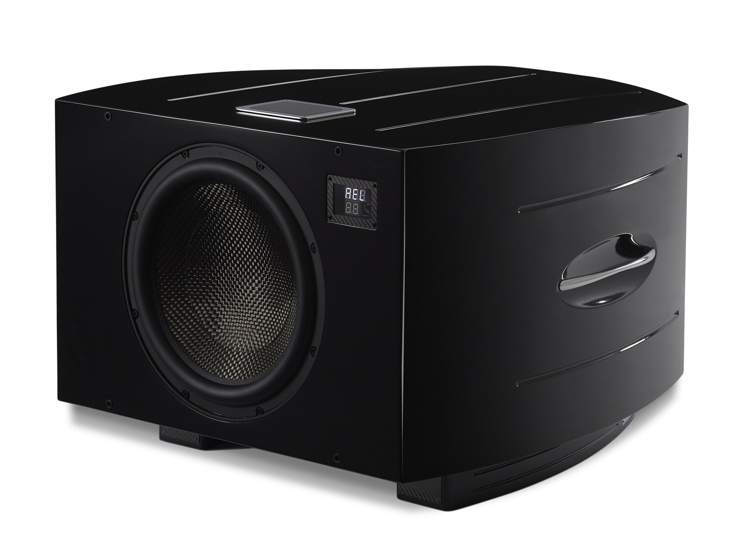 REL Subwoofer No 32 referentieklasse 1000 Watt RMS Klasse D, 15Hz -6dB, 15” Carbon luidspreker. 85kg. in zwart hoogglans