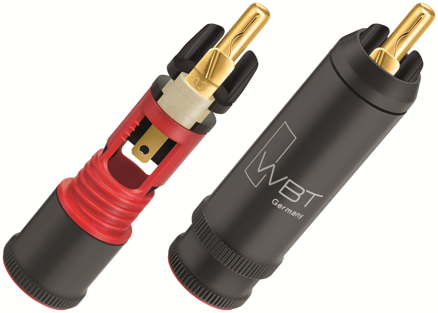 WBT-0114 CU (koper) Nextgen RCA-connector tot Ø9mm per 4 stuks in showcase