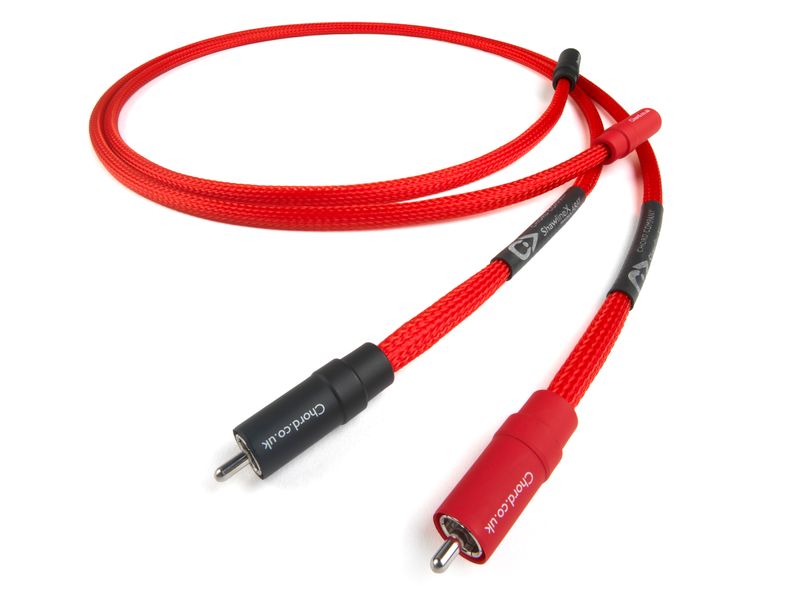Chord Company Shawline X Aray Analogue RCA Interlink verzilverde geleiders stereoset 2 stuks vanaf 0,5 meter