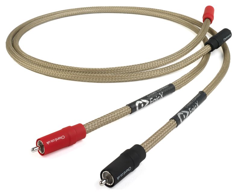 Chord Company Epic X Aray Analogue RCA Interlink verzilverde geleiders stereoset 2 stuks vanaf 0,5 meter