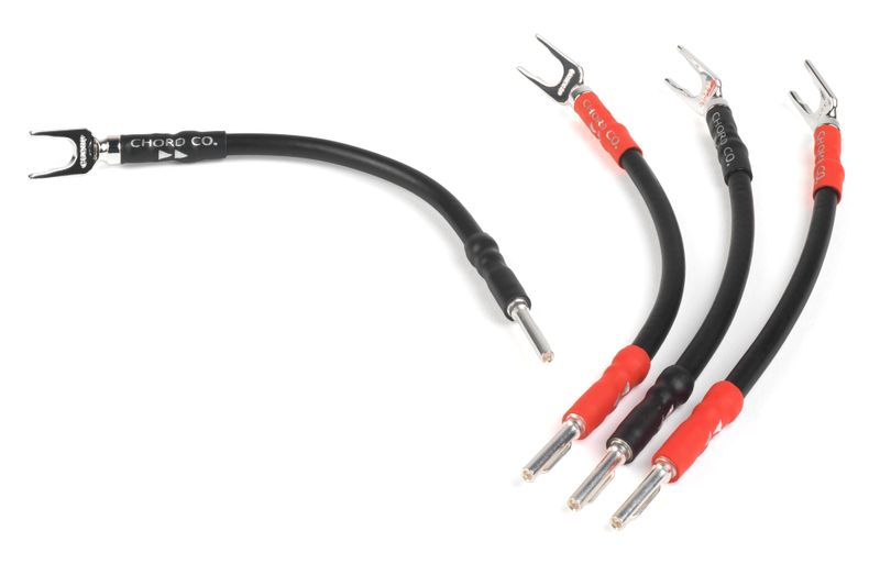 Chord Company Signature bi-wire speakerlinks / jumper Spade to Banana 20 cm OFC met verzilverde OFC geleiders 3.31mm2 AWG12 per set 4 stuks