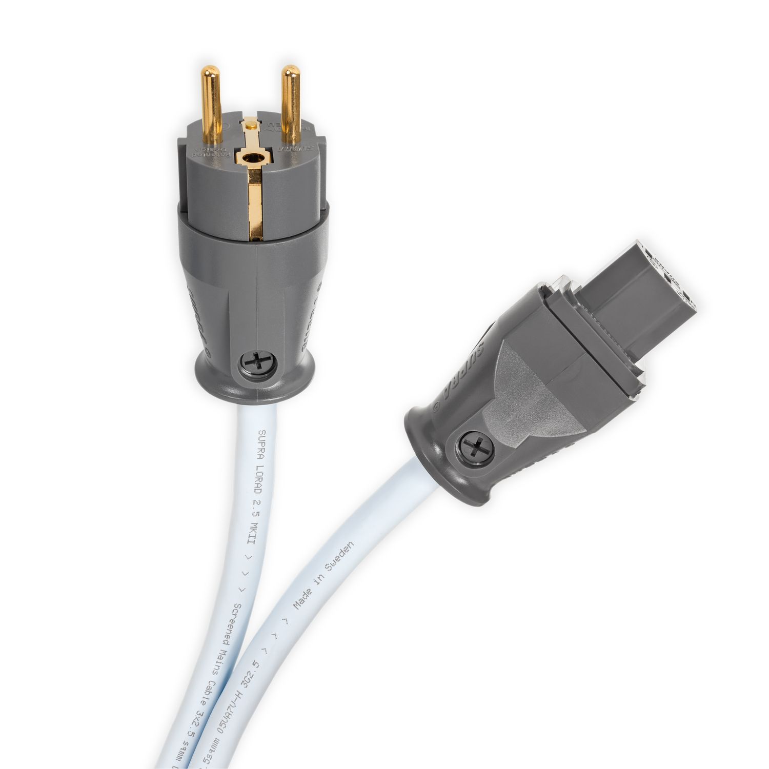 Supra LoRad 2.5 CS afgeschermde voedingskabel 3 x 2,5 mm2 AWG 13 Tin-plated OFC koper als IEC C13-10A of C19-16A vanaf 1,0 meter, Lengte: 1,0 meter, Type connector: IEC C13 - 10A, Vorm schuko connector: Straight