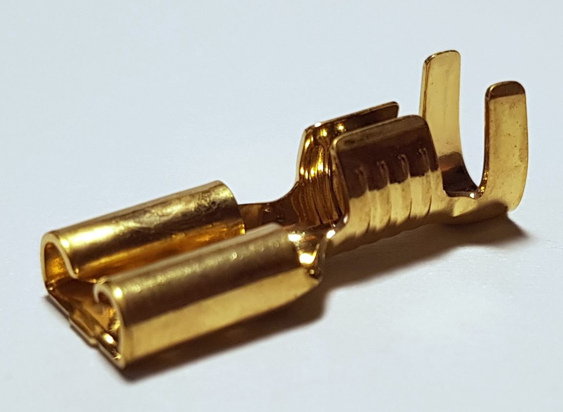 WBT 0656 Platte opsteek kabelschoen verguld koper 4,8mm per 8 stuks