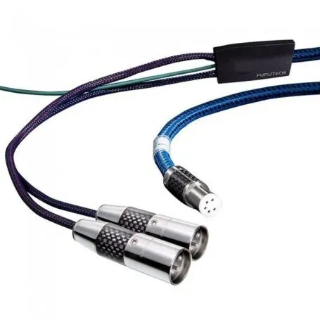 Furutech AG-16-L Phono kabel 5-pins DIN naar XLR 1,2 meter, Lengte: 1,2 meter, Aansluiting versterkerzijde: 2 x XLR male + aarde, Aansluiting platenspelerzijde: 5-pins DIN / SME Straight