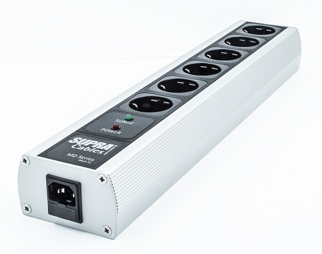 Supra MD 06 EU / SP afgeschermd stekkerblok met Non-Intrusive Filtering (NIF) 6 x schuko met C13 - 10A aansluiting  incl. 3-voudige overspanningsbeveiliging