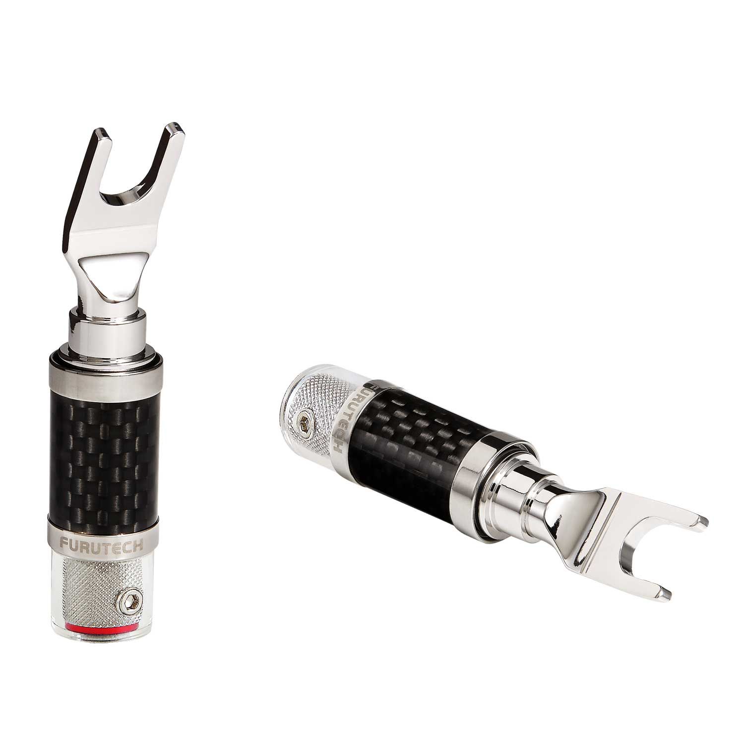 Furutech CF-201 N1 (R) Rhodium - Spade connector tot Ø7,0mm met carbon finish per paar