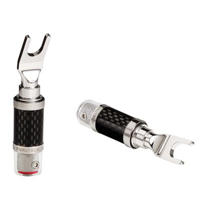 Furutech CF-201 N1 (R) Rhodium - Spade connector tot Ø7,0mm met carbon finish per paar