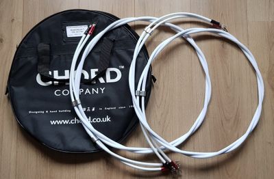 OCCASION Chord Company Sarum T Black luidsprekerkabel polished OFC met verzilverde gescheiden geleiders 2,63mm2 AWG12 stereoset 2,0 meter spade-spade