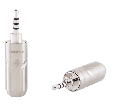 Furutech CF-7254 Rhodium hoofdtelefoon-connector met uit 1 stuk gefreesde 4-pins 2,5 mm TRRRS geleider per stuk