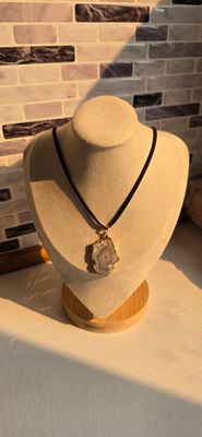Dyed Druzy Agate Pendant on Suede Cord Necklace