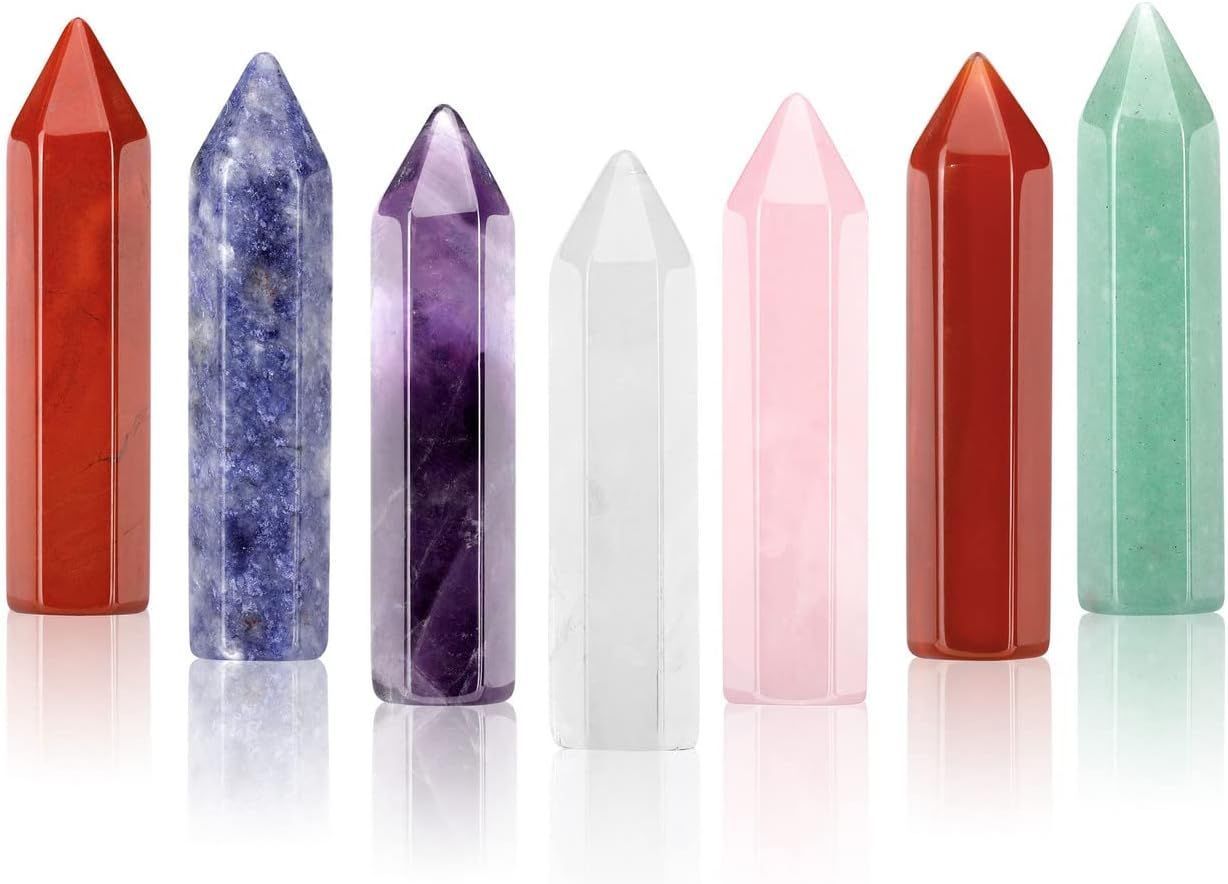Single pointed chakra wand set in an organza bag