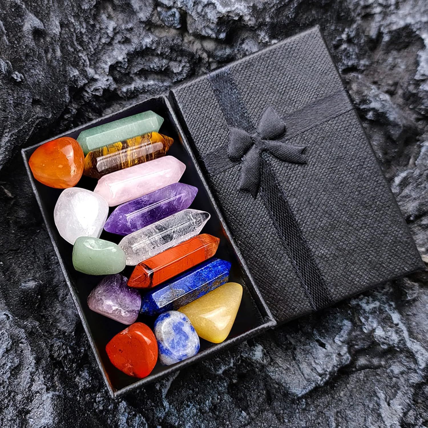Chakra Set with crystals and wand in a box