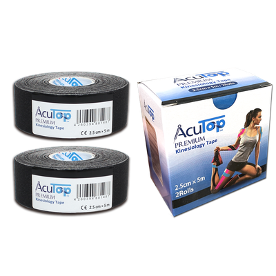 Kinesiotape/randpolstering, 2 rollen van 2,5cm x 5m, meerdere kleuren