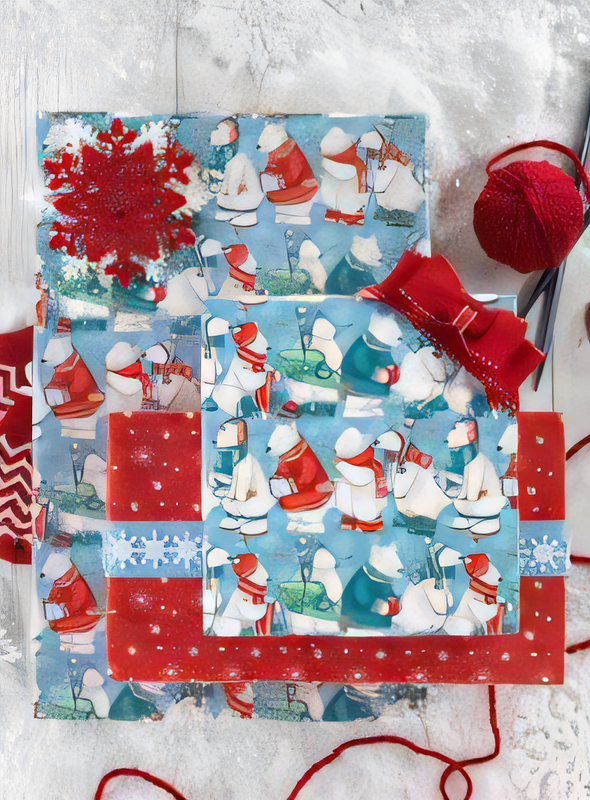 Beary Little Chrismas Reversible Gift Wrap