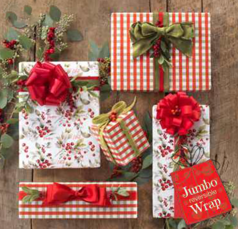 Winterberry Wishes Reversible Jumbo Gift Wrap